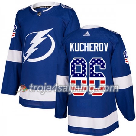 Tampa Bay Lightning tröja Nikita Kucherov 86 Adidas 2017-2018 Blå USA Flag Fashion Authentic - NHL Tröjor Herr
